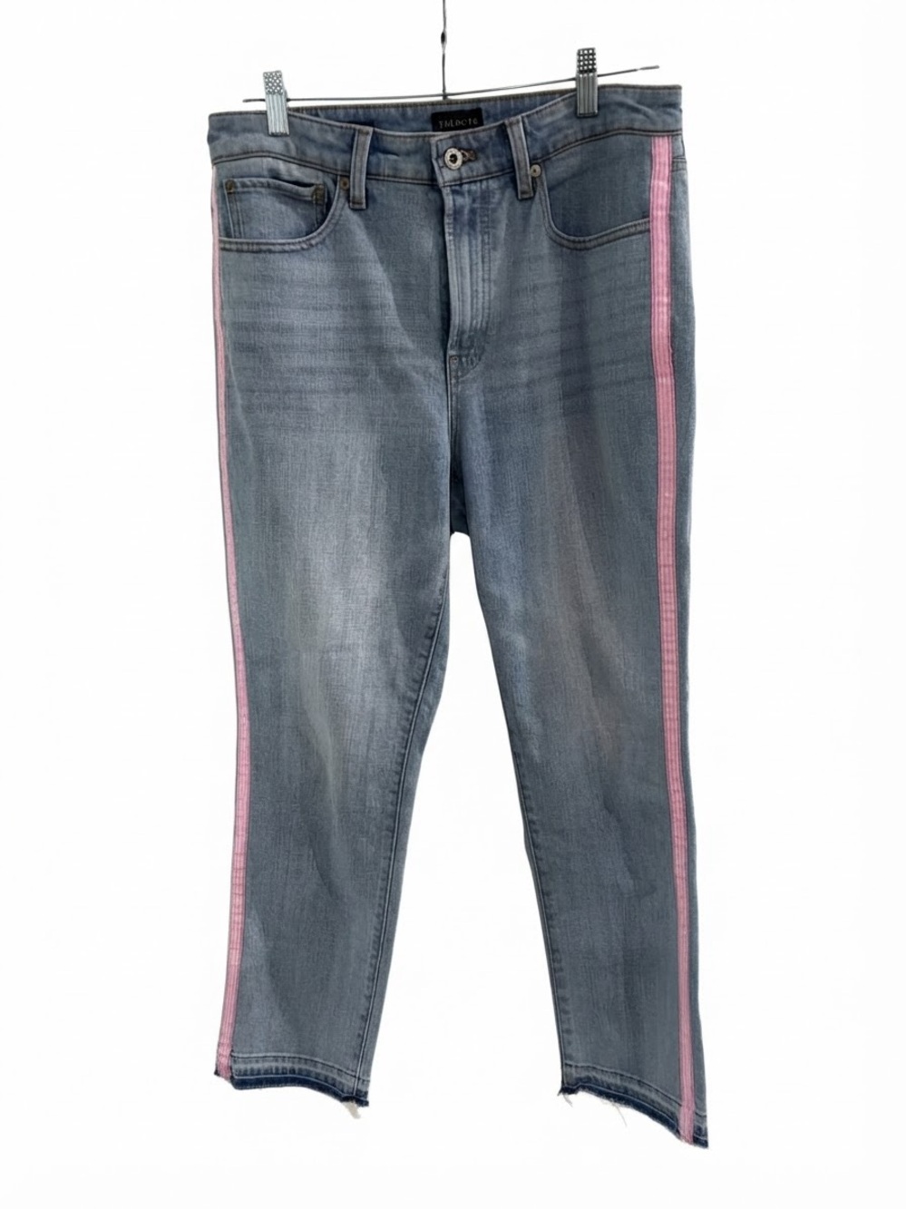 Talbots Modern Ankle Jean Pink Stripe Sz 8 Preppy Coastal